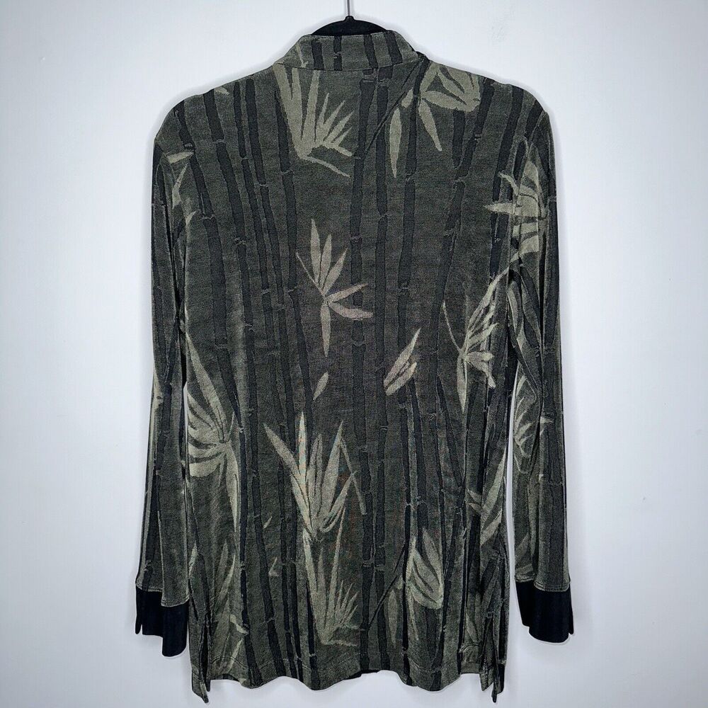 Chico’s Travelers Women’s Bamboo Print Button Front Cardigan 90’s Size 1 - Picture 3 of 4